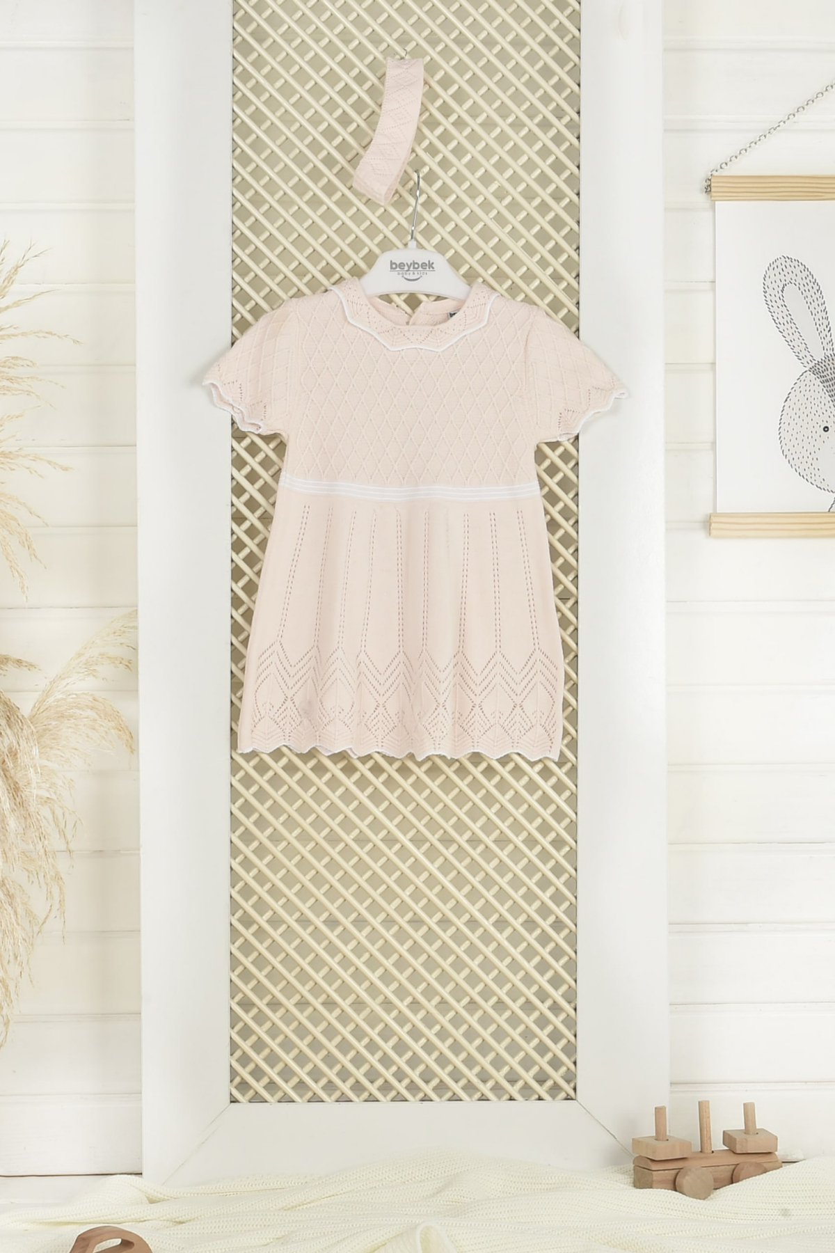 Baby Dress-Pink/Pembe   0-3/3-6/6-9/9-12 Months  %100 Cotton
