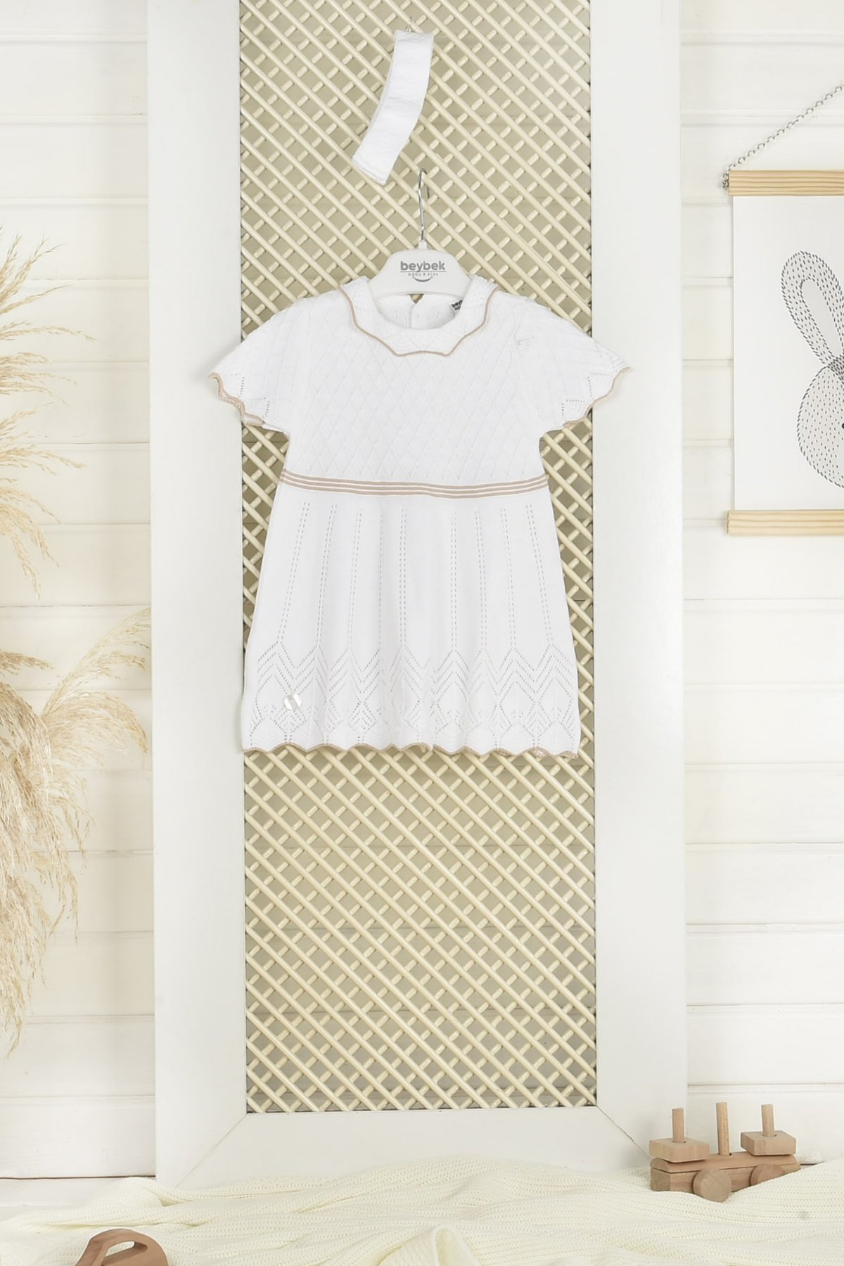 Baby Dress-White/Beyaz  0-3/3-6/6-9/9-12 Months  %100 Cotton