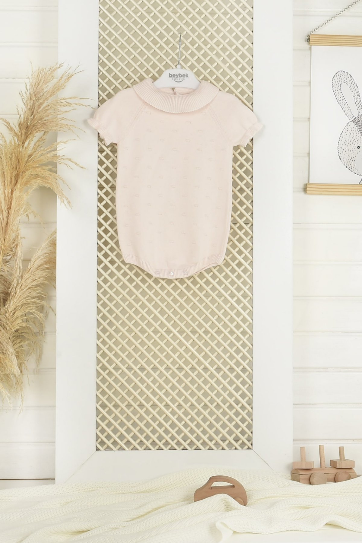 Baby Bodysuit Knitwear-Pink/Pembe   0-3/3-6/6-9/9-12 Months  %100 Cotton