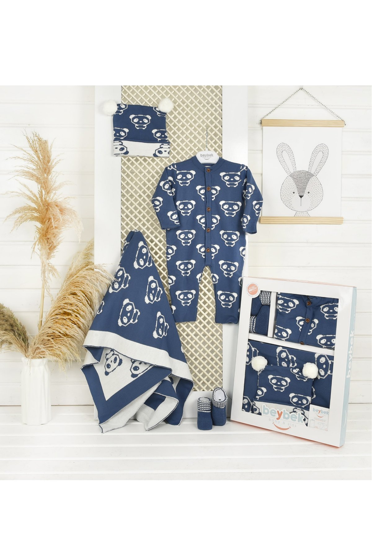 Baby Set Knitwear-Soft Blue/Soft Mavi  3-6 Month  %100 Soft Acrlyc
