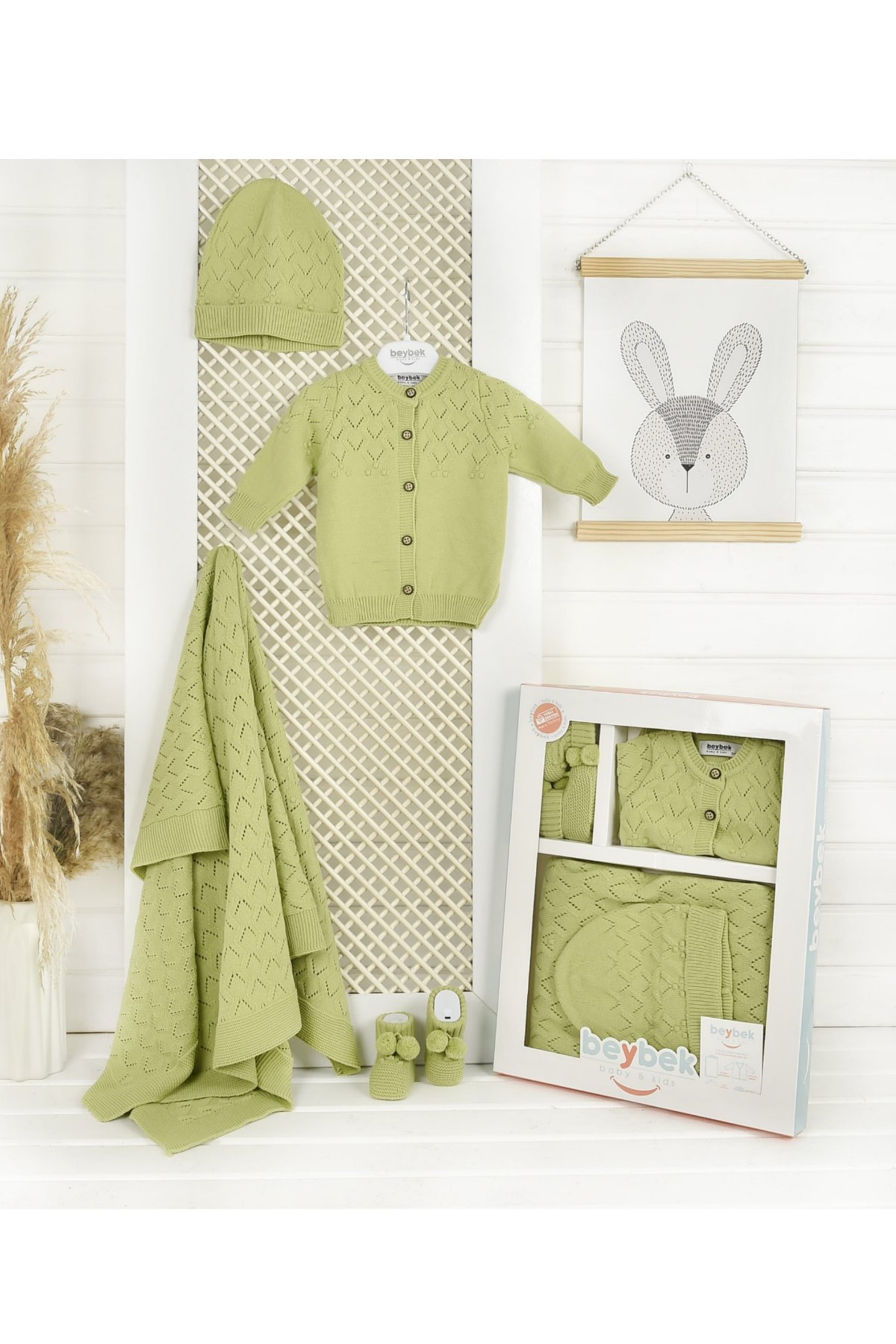 Baby Cardıgan Set-Green/Yeşil   3-6 Month  %100 Soft Acrlyc