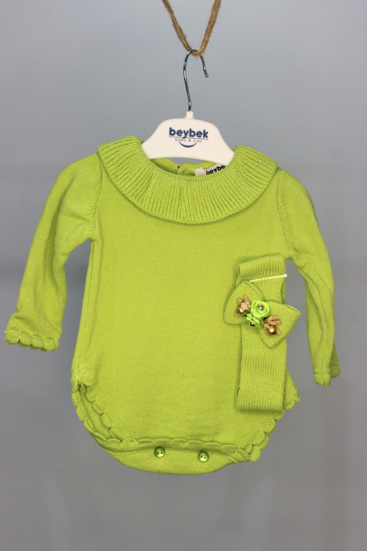 Baby bodysuit-Peanut Green/Fıstık Yeşil   0-3/3-6/6-9/9-12 Month  %100 Soft Acrlyc